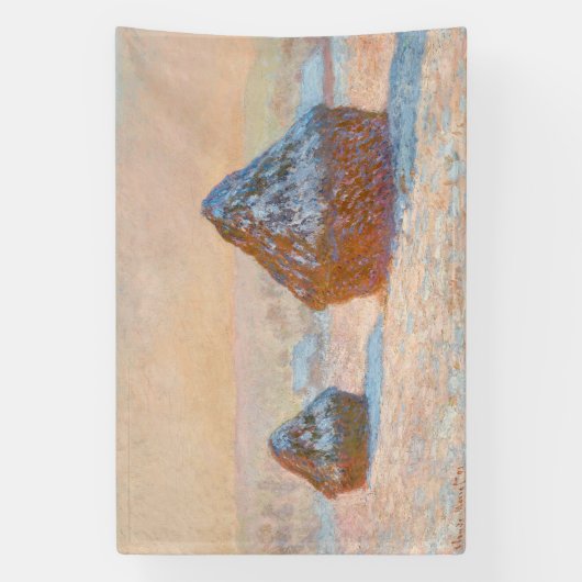 Claude Monet - Wheatstacks, Sneeuweffect, Morning Spandoek (Verticaal)