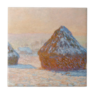 Claude Monet - Wheatstacks, Sneeuweffect, Morning Tegeltje