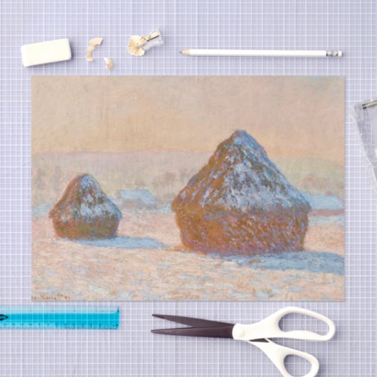 Claude Monet - Wheatstacks, Sneeuweffect, Morning Tissuepapier (Craft)