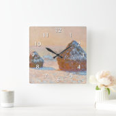 Claude Monet - Wheatstacks, Sneeuweffect, Morning Vierkante Klok (Huis)