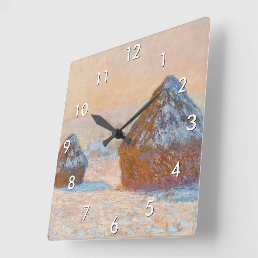 Claude Monet - Wheatstacks, Sneeuweffect, Morning Vierkante Klok (Hoek)