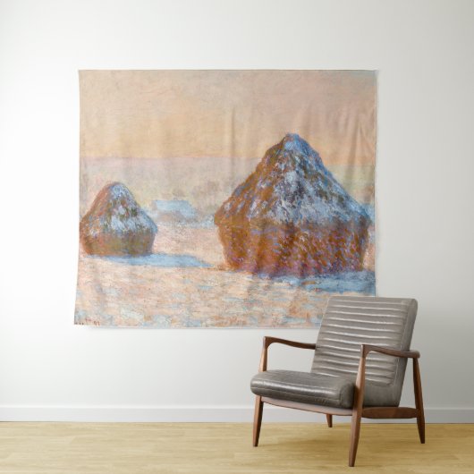 Claude Monet - Wheatstacks, Sneeuweffect, Morning Wandkleed (In Situ (horizontaal))