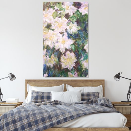 Claude Monet - White Clematis Faux Canvas Afdruk (Insitu (Slaapkamer))