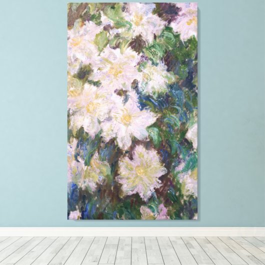 Claude Monet - White Clematis Faux Canvas Afdruk (Insitu (Houten vloer))