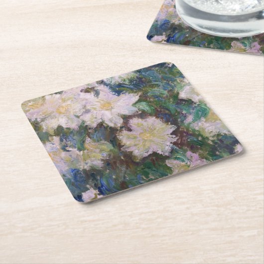 Claude Monet - White Clematis Kartonnen Onderzetters (Schuin)