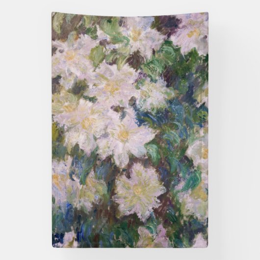 Claude Monet - White Clematis Spandoek (Verticaal)