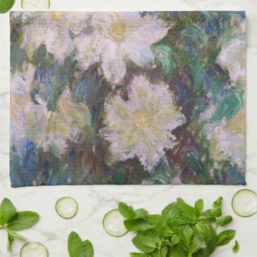 Claude Monet - White Clematis Theedoek (Gevouwen)