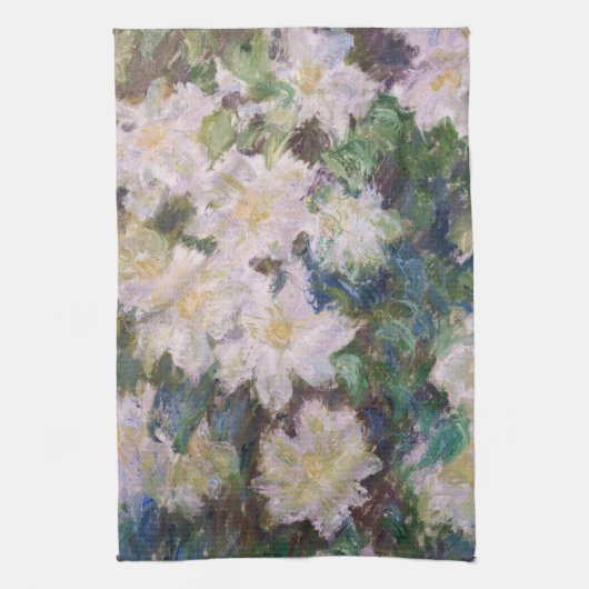 Claude Monet - White Clematis Theedoek (Verticaal)