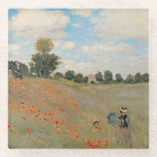 Claude Monet | Wilde papaver nabij Argenteuil Glazen Onderzetter (Voorkant)