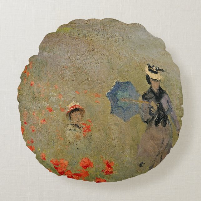 Claude Monet | Wilde papaver nabij Argenteuil Rond Kussen (Voorkant)