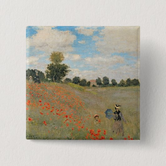 Claude Monet | Wilde papaver nabij Argenteuil Vierkante Button 5,1 Cm (Voorkant)