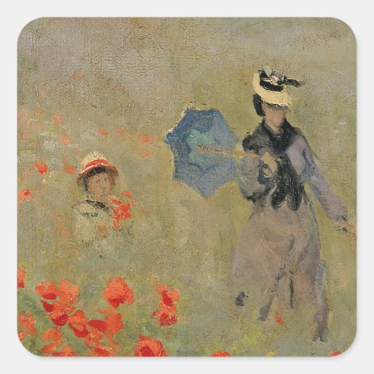 Claude Monet | Wilde papaver nabij Argenteuil Vierkante Sticker (Voorkant)