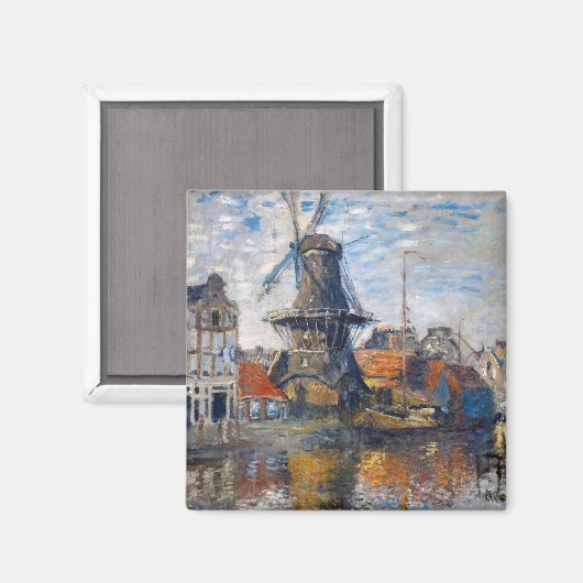 Claude Monet - Windmill, Amsterdam Magneet (Voorkant / Achterkant)