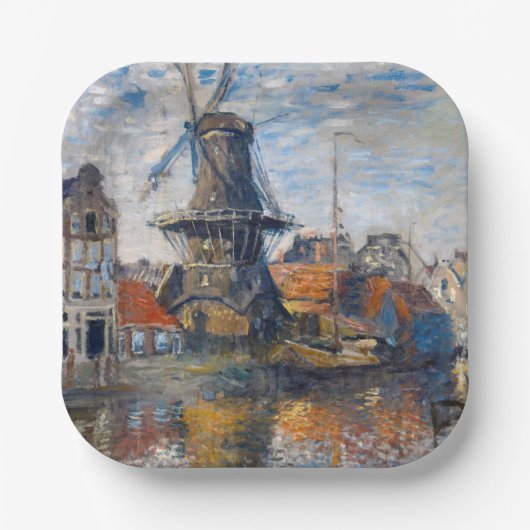 Claude Monet - Windmill, Amsterdam Papieren Bordje (Voorkant)
