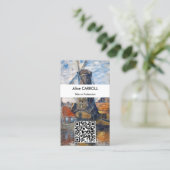 Claude Monet - Windmill, Amsterdam - QR Code Visitekaartje (Staand voorkant)