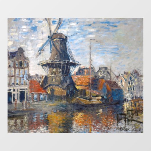 Claude Monet - Windmill, Amsterdam Raamsticker (Vel)