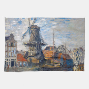 Claude Monet - Windmill, Amsterdam Theedoek