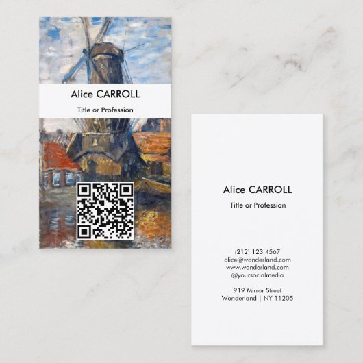 Claude Monet - Windmolen, Amsterdam - QR Code Visitekaartje (Voorkant / Achterkant)