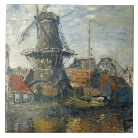 Claude Monet - Windmolen op de Onafhankelijke Mone Tegeltje (Voorkant)