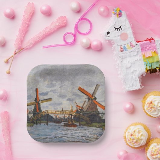 Claude Monet - Windmolens bij Zaandam Papieren Bordje (Feest)