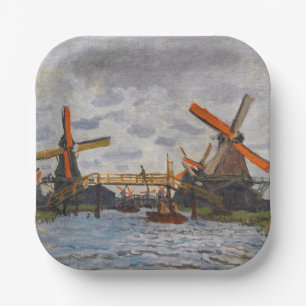 Claude Monet - Windmolens bij Zaandam Papieren Bordje