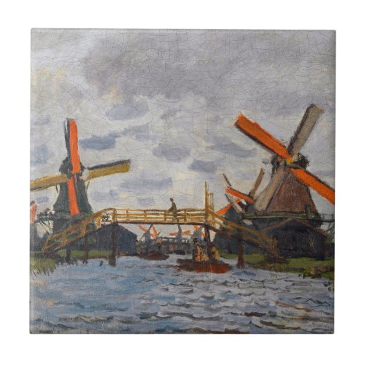 Claude Monet - Windmolens bij Zaandam Tegeltje (Voorkant)