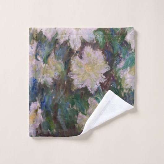 Claude Monet - Witte Clematis Bad Handdoek (Wasdoekje)