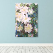 Claude Monet - Witte Clematis Faux Canvas Afdruk (Insitu (Houten vloer))