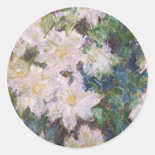 Claude Monet - Witte Clematis Ronde Sticker (Voorkant)
