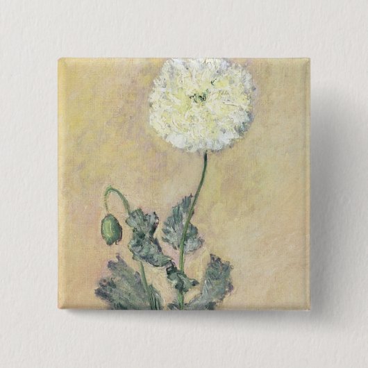 Claude Monet | Witte papaver, 1883 Vierkante Button 5,1 Cm (Voorkant)