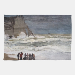 Claude Monet - Woelige zee bij Etretat Theedoek