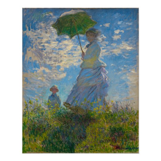 Claude Monet Woman met een parasol Poster (Voorkant)