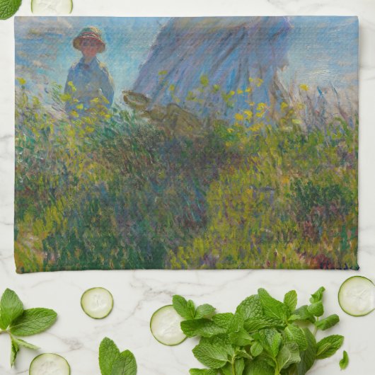 Claude Monet Woman met een parasol Theedoek (Gevouwen)