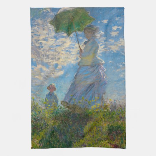 Claude Monet Woman met een parasol Theedoek (Verticaal)