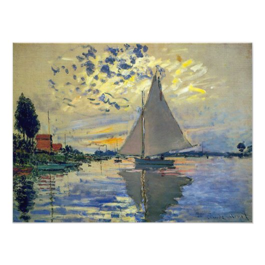 Claude Monet - Zeilboot bij Le Petit-Gennevilliers Foto Afdruk (Voorkant)
