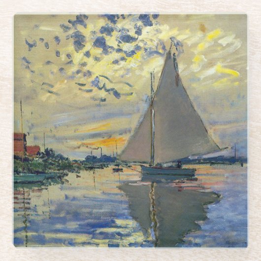 Claude Monet - Zeilboot bij Le Petit-Gennevilliers Glazen Onderzetter (Voorkant)