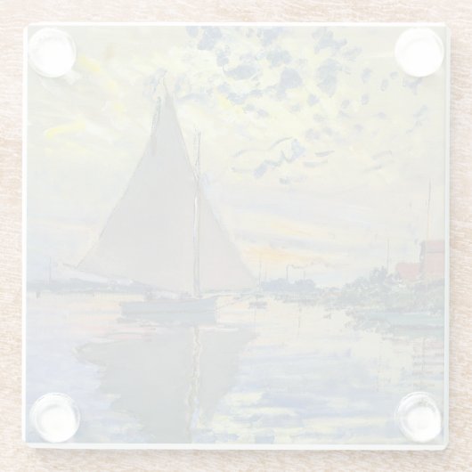 Claude Monet - Zeilboot bij Le Petit-Gennevilliers Glazen Onderzetter (Achterkant)