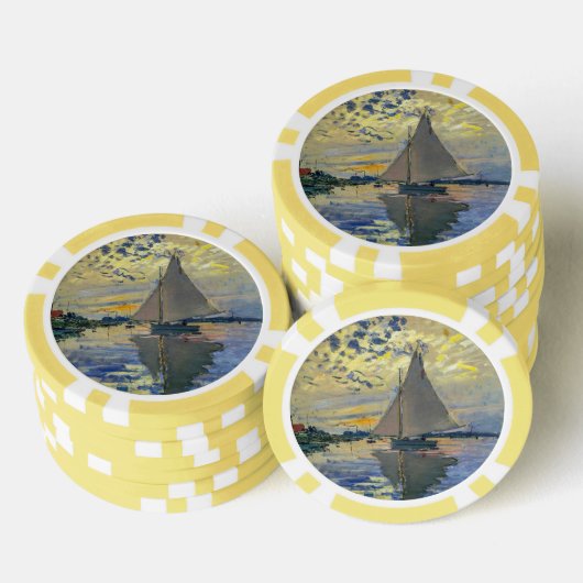 Claude Monet - Zeilboot bij Le Petit-Gennevilliers Poker Chips (Opstapeling)