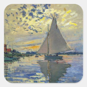 Claude Monet - Zeilboot bij Le Petit-Gennevilliers Vierkante Sticker