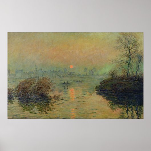 Claude Monet | Zonneafstelling over de zegen Poster (Voorkant)