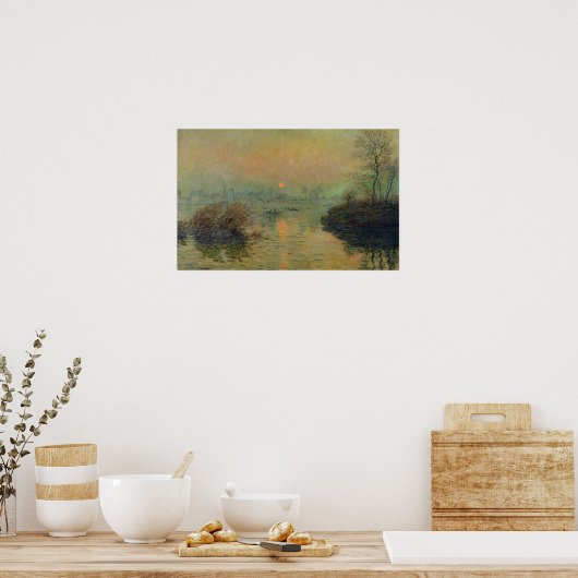 Claude Monet | Zonneafstelling over de zegen Poster (Keuken)