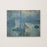 Claude Monet - Zonneopje bij de puzzel Legpuzzel<br><div class="desc">Zonneopkomst op zee door Claude Monet. Geweldig schilderij met de titel Sunrise op zee,  gemaakt door Claude Monet.</div>