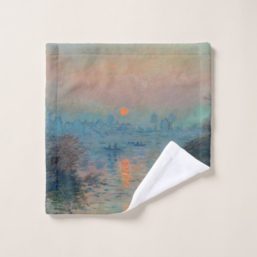 Claude Monet - Zonsondergang aan de Seine bij Lava Bad Handdoek (Wasdoekje)