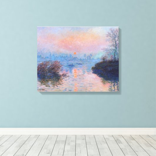 Claude Monet - Zonsondergang op de Seine bij Lavac Canvas Afdruk (Insitu (Houten vloer))