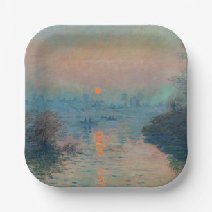 Claude Monet - Zonsondergang op de Seine bij Lavac Papieren Bordje