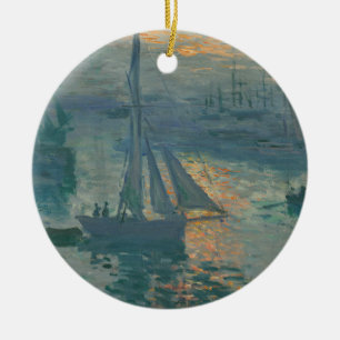 Claude Monet Zonsopgang Marine Zeilboot Impression Keramisch Ornament
