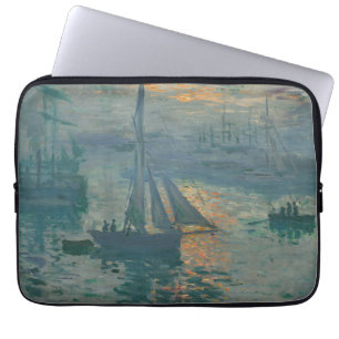 Claude Monet Zonsopgang Marine Zeilboot Impression Laptop Sleeve