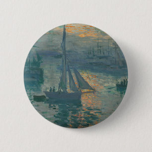 Claude Monet Zonsopgang Marine Zeilboot Impression Ronde Button 5,7 Cm
