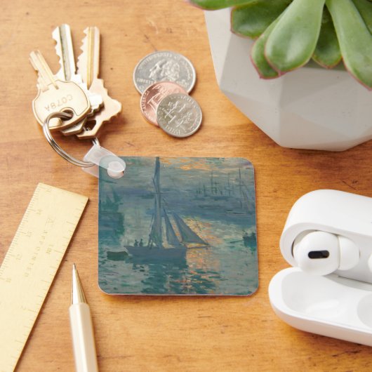 Claude Monet Zonsopgang Marine Zeilboot Impression Sleutelhanger (Bureau)