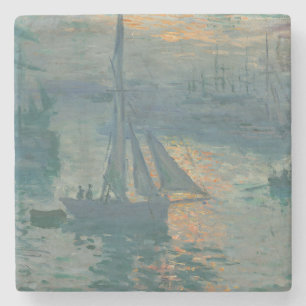 Claude Monet Zonsopgang Marine Zeilboot Impression Stenen Onderzetter